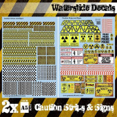 Waterslide Decals - Caution strips and signs.