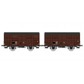 Set of 2 closed wagons ex-PLM 20T, SNCF.