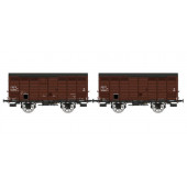 Set of 2 closed wagons ex-PLM 10T, SNCF.