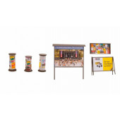 Advertising columns and billboards.