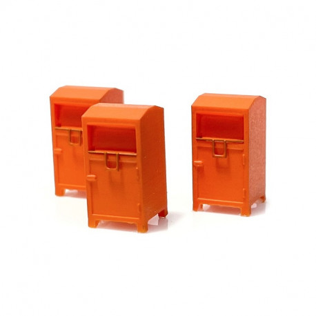 Orange clothes containers.