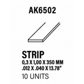 Styrene strip 0,30 X 1 mm.