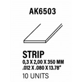 Styrene strip 0,30 X 2 mm.