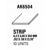 Styrene strip 0,30 X 3 mm.