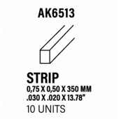 Styrene strip 0.75 X 0.5 mm.