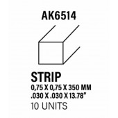 Styrene strip 0,75 X 0,75 mm.