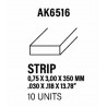 Styrene strip 0,75 X 3 mm.