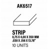 Styrene strip 0,75 X 4 mm.