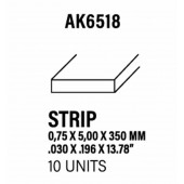 Styrene strip 0,75 X 5 mm.