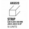 Styrene strip 1 X 1 mm.