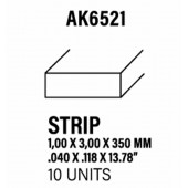 Styrene strip 1 X 3 mm.