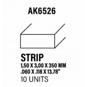 Styrene strip 1,5 X 3 mm.