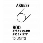 Styrene rod 0,75 diameter x 350 mm.