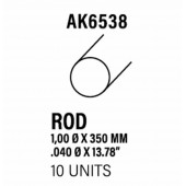 Styrene rod 1 diameter x 350 mm.