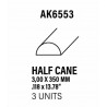 Styrene half cane 3 diameter x 350 mm.