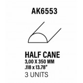 Styrene half cane 3 diameter x 350 mm.