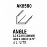 Styrene L profile 2 x 2 x 350 mm.