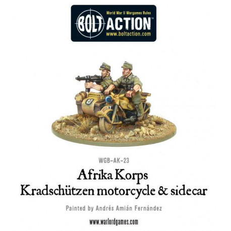 Motocicleta y sidecar  Afrika Korps Kradschutzen. Bolt Action.