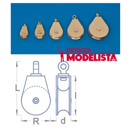 Polea para aparejo, 5,9 mm (x4). RB 102-30