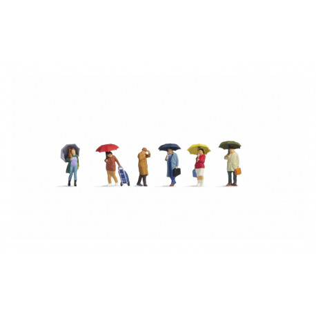 People in the rain.