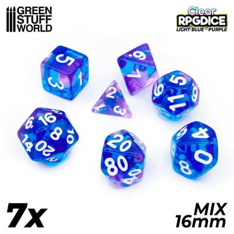 Mix 16 mm Dice, light blue/purple.