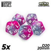 Dados 20 mm, rosa - gris.