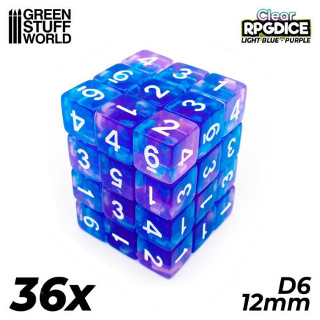 D6 12 mm Dice, Ligth blue/purple.