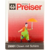 Clown with umbrella.