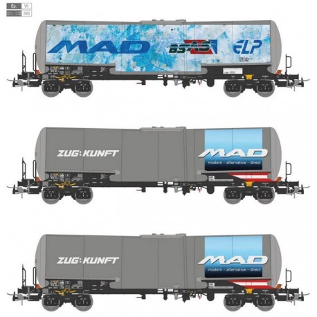 3-unit set of tank wagons, ZACNS.