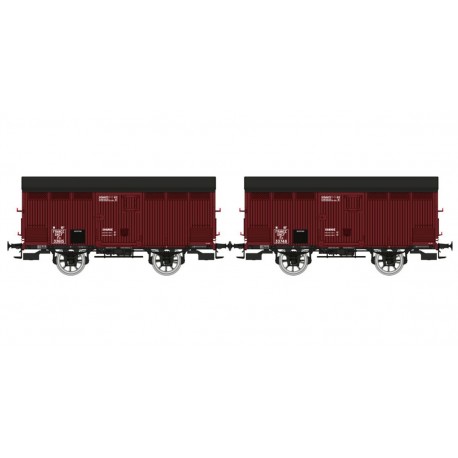 Set of 2 closed wagons ex-PLM 10T, SNCF.