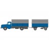 Willeme truck with double low-box and tarpaulin trailer.