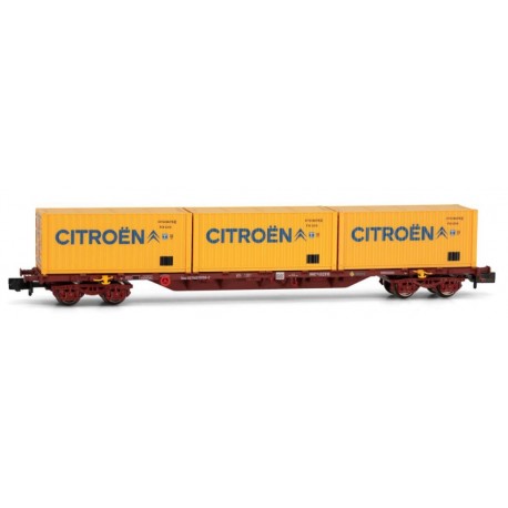 4-axle container flat wagon MMC3, ''Citroën''. RENFE.