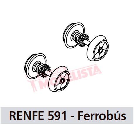 Dos ejes con engranaje para Ferrobus 591 RENFE.