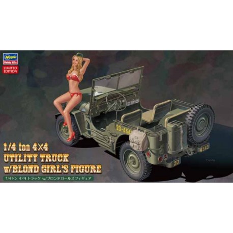 Camión utilitario 4x4 de 1/4 de tonelada con figura de mujer rubia.