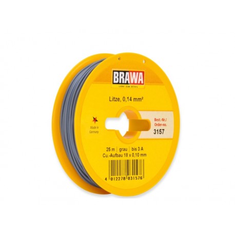 Cable de 1 mm (0,14mm²) . Gris. 25 metros.