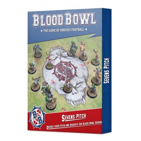 Campo de Blood Bowl Siete: Campo impreso a doble cara y banquillos para Blood Bowl Siete.