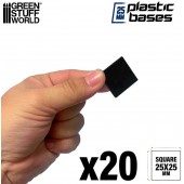 Black plastic bases - square, 25 mm (x20).