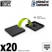 Black plastic bases - square, 25 mm (x20).