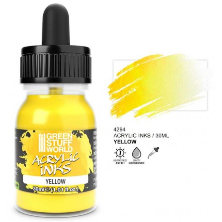 Acrylic ink opaque yellow, 30 ml.