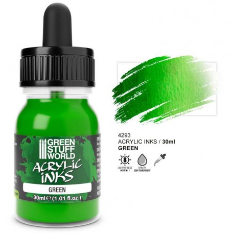 Tinta acrílica opaca verde, 30 ml.