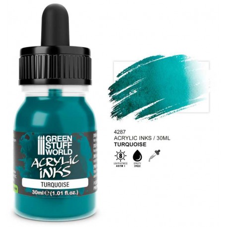 Acrylic ink opaque turquoise, 30 ml.