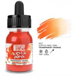 Tinta acrílica transparente naranja, 30 ml.