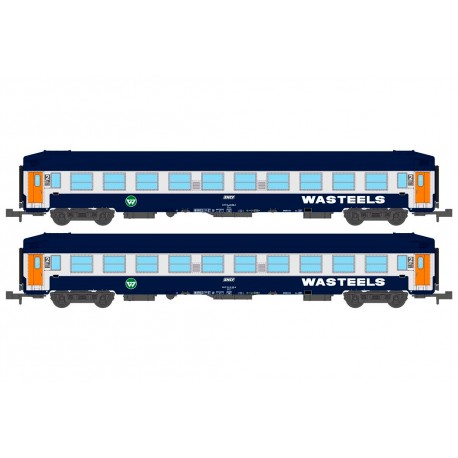 Set de coches cama UIC B9c9x, librea Wasteels, SNCF.