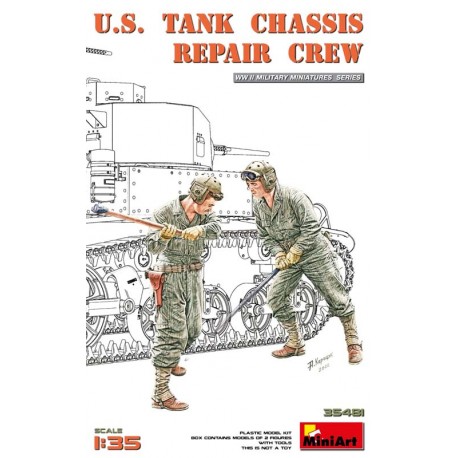 US tank chassis repair crew.