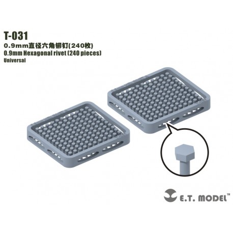 Remache hexagonal de 0,9 mm (240 piezas).