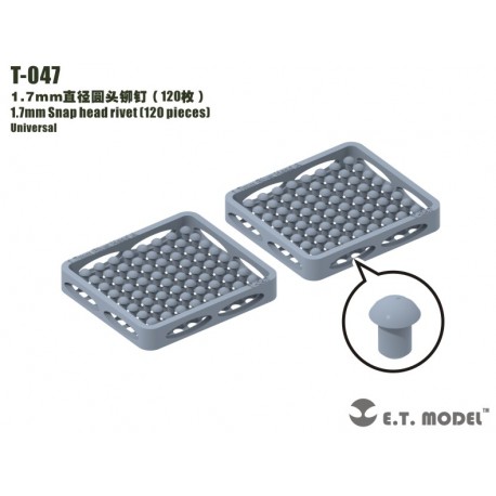 1.7 mm Snap head rivet (120 pieces).