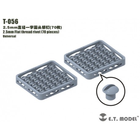 2.5 mm Flat thread rivet (70 pieces).