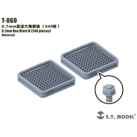 Remache hexagonal de 0,7 mm (240 piezas).