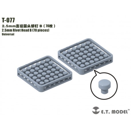 2.5 mm Rivet Head B (70 pieces).