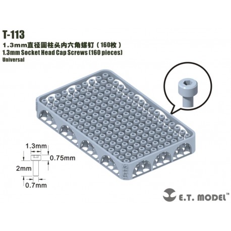 1.3 mm Socket Head Cap Screws (160 pieces).